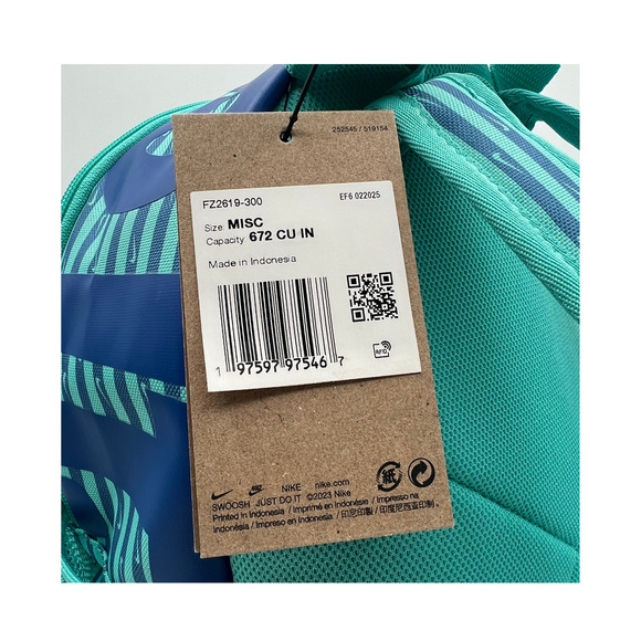 Nike Just Do It Brasilia Mini Backpack Travel Play Teal Blue Stripe FZ2619 NWT - Picture 7 of 9